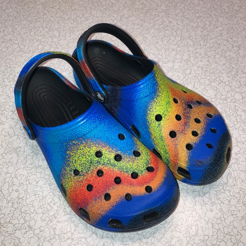 CROCS Blue and Yellow Sandals Vibrant Design